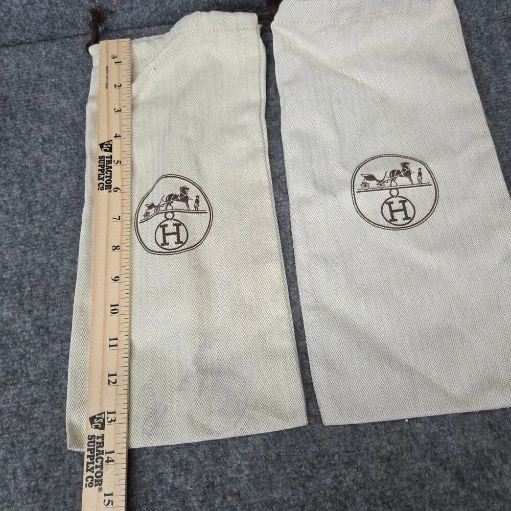 EMPTY Hermes Dust Bags for Sandals Draw string top 13.75” x 6” Pair - Picture 3 of 5